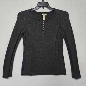 Sundance Homestead Henley Marled Sweater Gray Silk Blend Knit XS